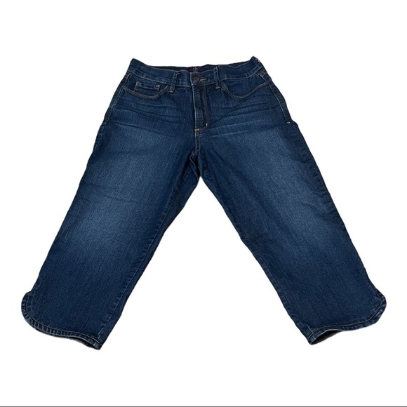 NYDJ “Ariel” Lift Tuck Cropped Curved Slit Hem Denim Jeans - Picture 7 of 10